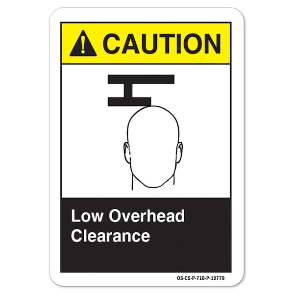 ANSI Caution, Aluminum, 18" x 12", Landscape, Low Overhead Clearance, Low Overhead Clearance